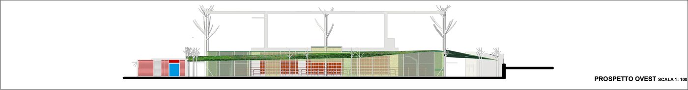 Campi da tennis Valledoria, prospetto ovest