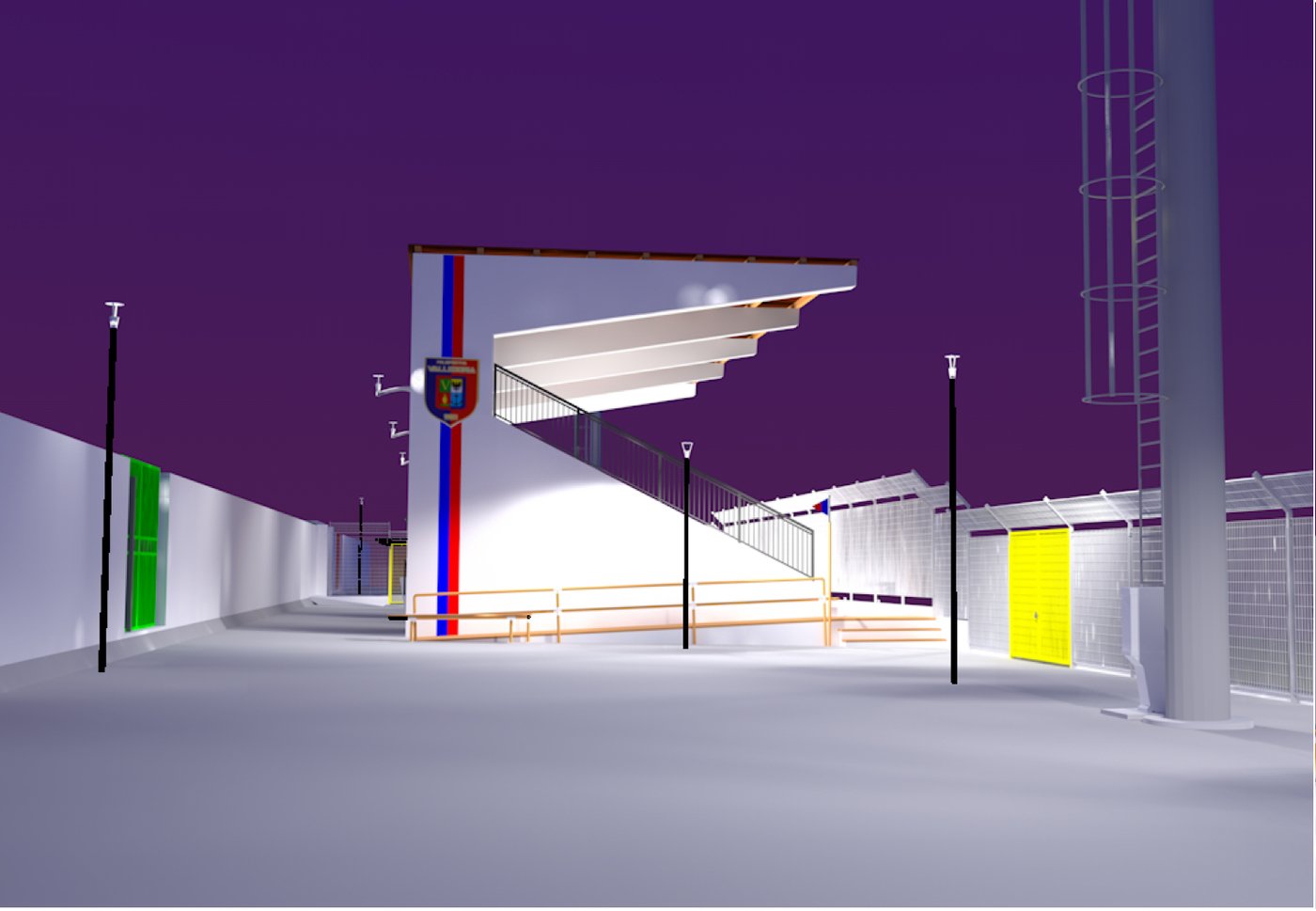 Impianto sportivo, Valledoria, rendering tribuna