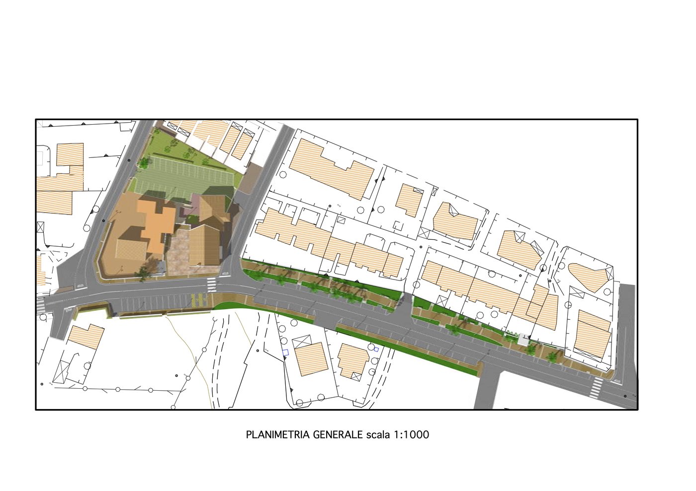 Piazza Chiesa Santa Rita, La Ciaccia, planimetria di progetto