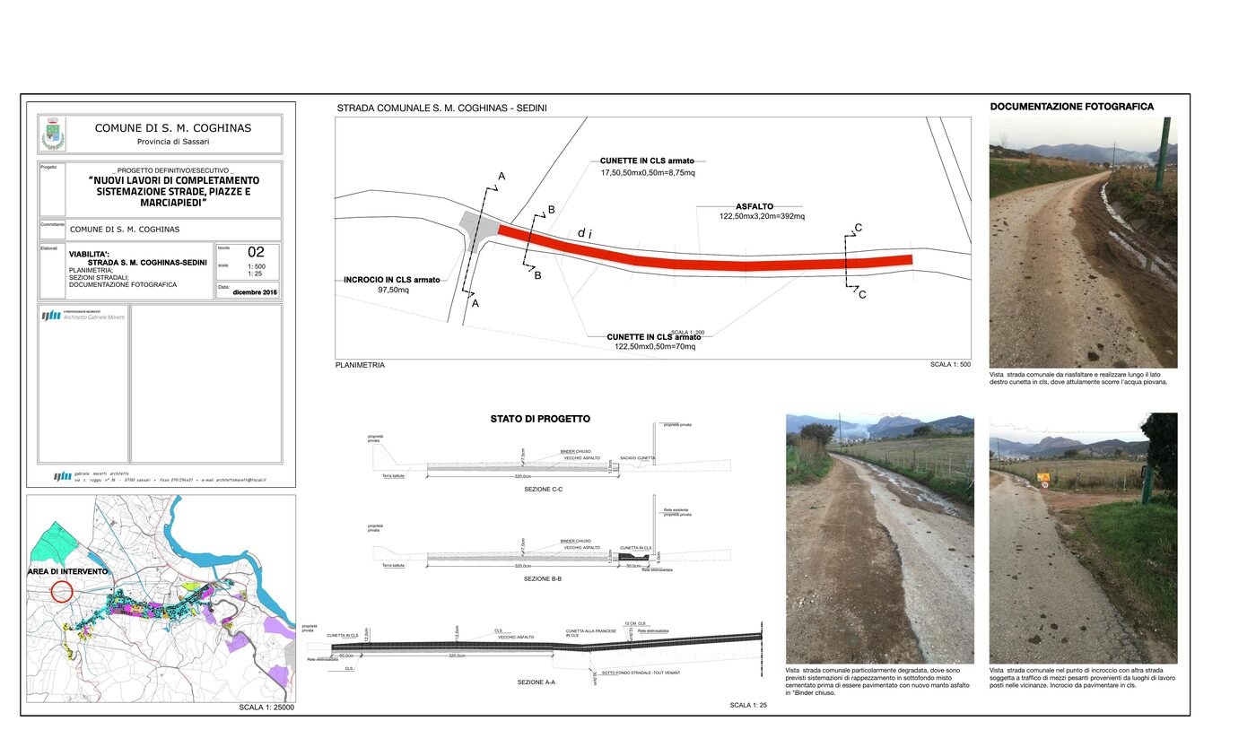 Strade e piazze Santa Maria Coghinas, tavola di progetto