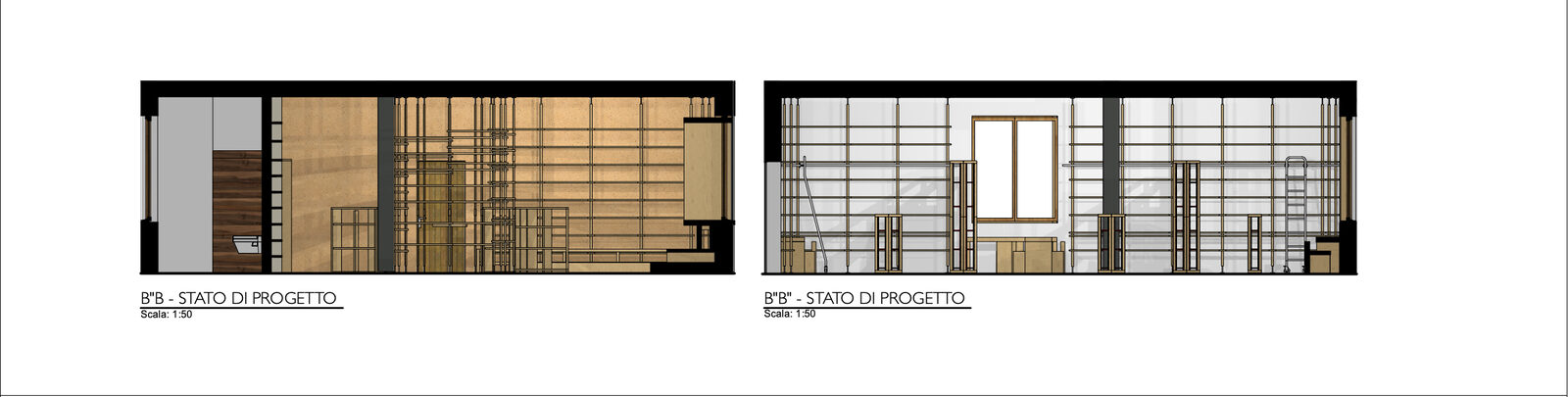Biblioteca di Valledoria, sezioni stato di progetto